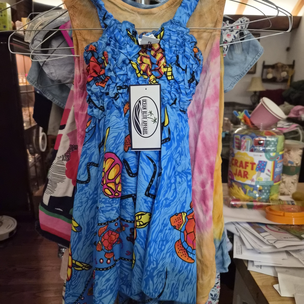 Blue and Orange Kids Casual Dress
